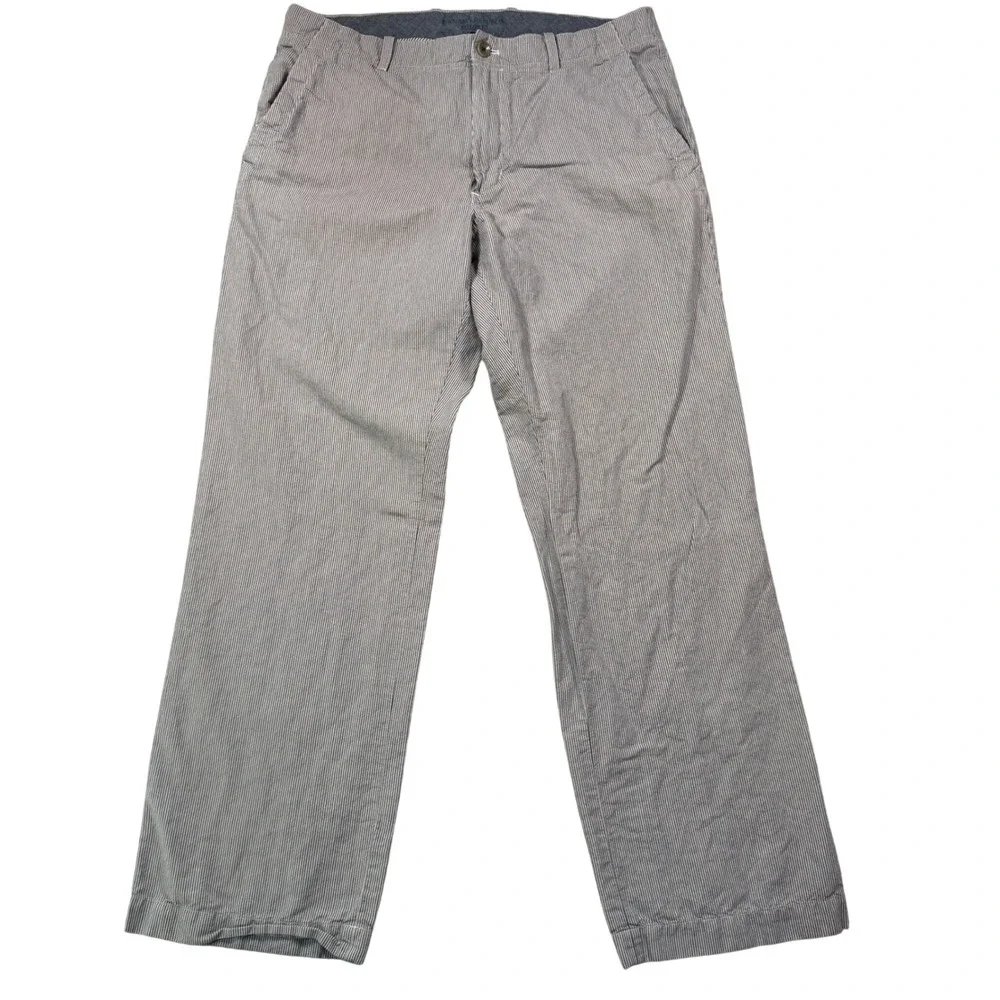 Banana Republic Pants Mens 35/32 Blue Stripe Linen Cotton Relaxed Fit Baggy